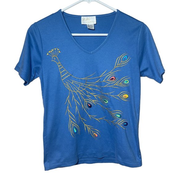 Lilly Collection Embroidered Peacock Top - Picture 2 of 4